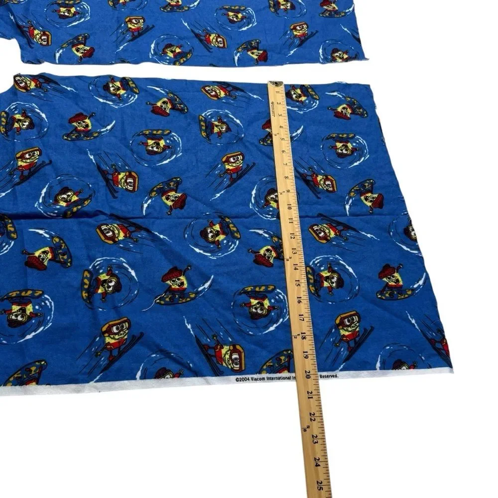 Vintage 2004 SpongeBob SquarePants Ski Snowboard Flannel Fabric Pieces Adorable